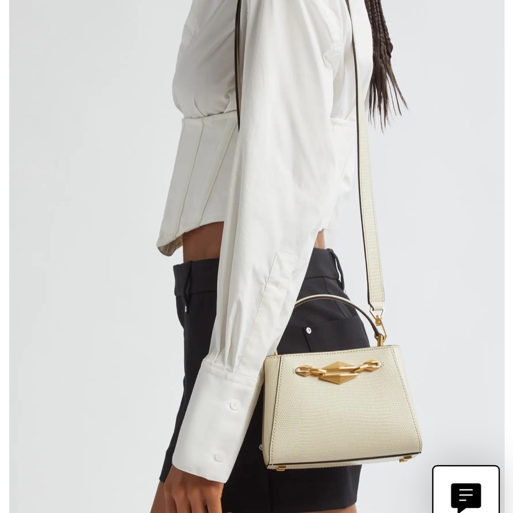 Jimmy choo Diamond Link Lizard Embossed Leather Top Handle Bag